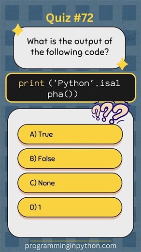 Python Quiz 72 - What's the Answer? - Quiz #72 #python #shorts #quiz #codingchallenge