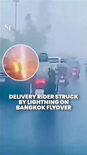 Lightning strikes motorcyclist on Bangkok highway