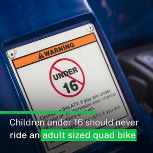 Quad bikes and kids are a deadly mix. Keep kids under 16 years of age off adult-sized quad bikes. | SafeWork NSW