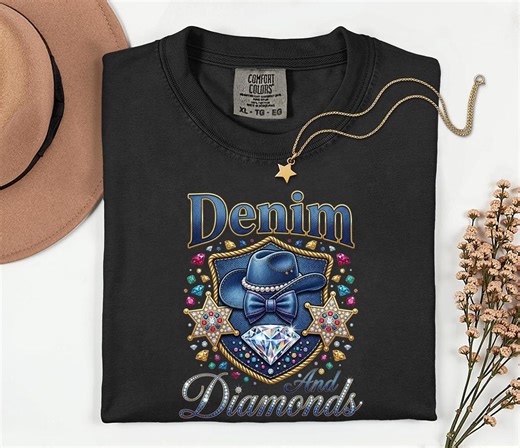 Denim and Diamonds Shirt, Country Western T-shirt, Rodeo Queen Gift - Etsy