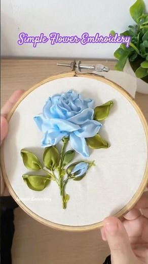Simple Blue Flower Ribbon Embroidery Tutorial