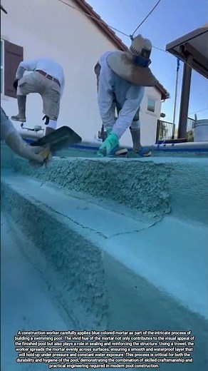 Blue Mortar Application for Pool Construction with Waterproof Finish