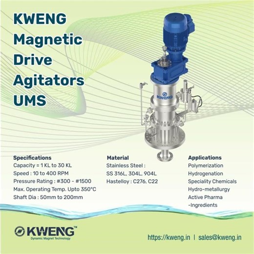 UMS Magnetic Drive Agitators | Advanced Sealless Mixing Solution for Critical Applications by Kweng