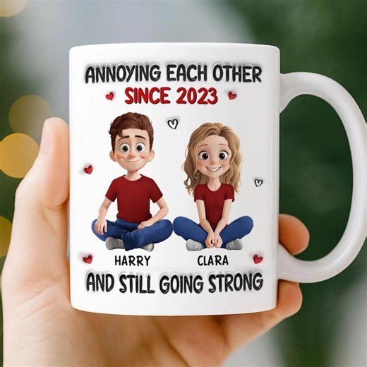 Annoying Each Other Since 2023 Mug, Personalized Couple Coffee Mug, Funny Relationship Mug, Custom Names Mug Gift, 11oz 15oz - Etsy