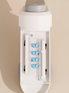 Multiple Pill Cutter - Pill Cutter Splitter for Small Tiny Large Pills Professional | Vertical Press-Down Cutting & Adjustable | Sturdy Blade & Guard | Includes Cleaning Brush (Purple)