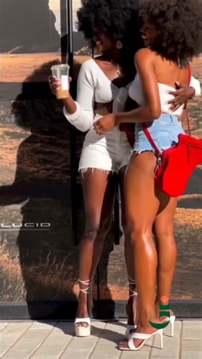 #blackbeauty #model #junglejuwels video of two African black model wearing shorts with African map-shap back. #runwaymodels #catwalkchallenge