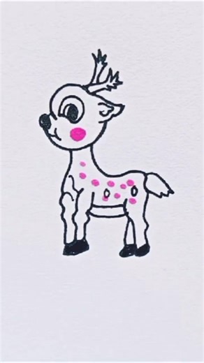 How to draw a Cute animal tutorial quick simple and easy, Drawing cute baby deer 🦌@Art-x3m