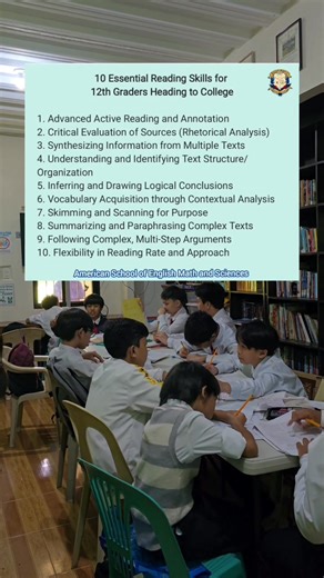 10 Essential Reading Skills for 12th Graders Heading to College #reading #college #literacy #readingskills | American School of English Math and Sciences
