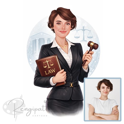 Valentine Day Gifts, Custom Cartoon Portrait Logo for Professionals | Lawyer / Attorney | Personalized Digital Illustration - Etsy