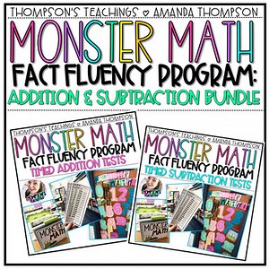 Addition and Subtraction Fact Fluency -  Monster Math Timed Tests BUNDLE
