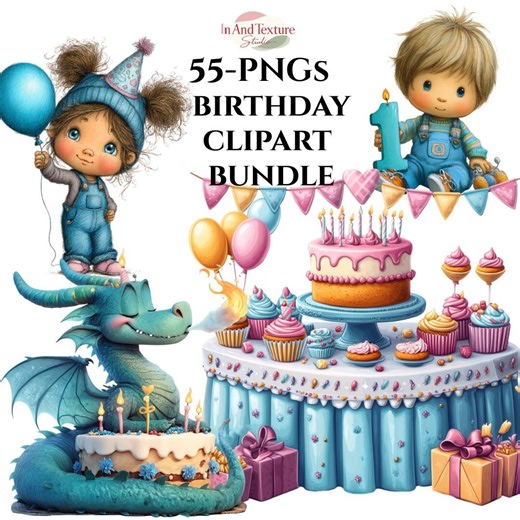 Birthday Clipart Bundle, Birthday Party Elements, Balloons Cake (digital Download) - Etsy