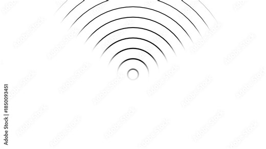 Abstract Circular Wave Signal Animation with Radiating Concentric Lines and Minimal Motion Design for Radar UI, Sound Visualization and Data Interface