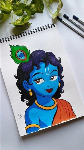 🌸🎨💕How to Draw and Color Little Krishna | Easy Cute Bal Krishna Drawing Step by Step for Beginners |