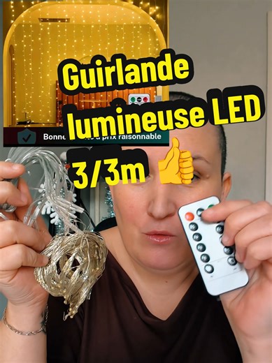 guirlande lumineuse à LED 3 m sur 3 avec une télécommande pour régler l'intensité ou les couleurs. cliquez sur le petit caddie orange 🔽 #guirlande #led #lumière #usb #offresdenoël @TikTok Shop France