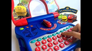 It's training time! Have fun learning letters and numbers with the Chuggington Traintastic Laptop by Vtech! This beautiful looking laptop has 40 activities in 5 categories. It helps teach letters, numbers, shapes, logic, and memory. Choose a category by turning Wilson at the turntable. Select your answer using the arrows buttons or type directly. Choose adventure mode to play as a Chuggington character! With help button, answer button, volume and brightness adjustment. Requires 3 AA batteries. S