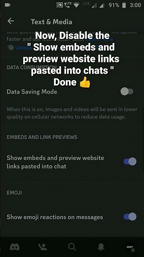 How to disable Show embeds & preview website links ◀️ pasted into chats in Discord Mobile #roduz