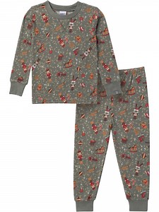 Modern Moments by Gerber Gender Neutral Tight Fitting Christmas Pajama Set, 2-Piece, Sizes 12 Months - 12 Kids - Walmart.com