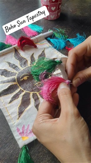 DIY Boho Sun Tapestry🌞||Boho Wall Decore||Hand-painted Boho Tapestry