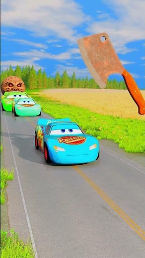 Big & Small Moon Colorful Monster Cars vs Giant Butcher Knife - BeamNG.drive