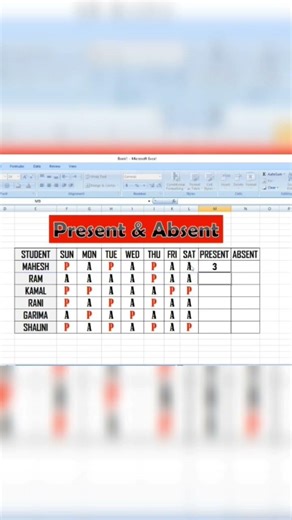 How to count present and absent in Excel application software / excel application/ excel software