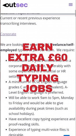 Earn Extra £60 Daily Typing Jobs - Outsec