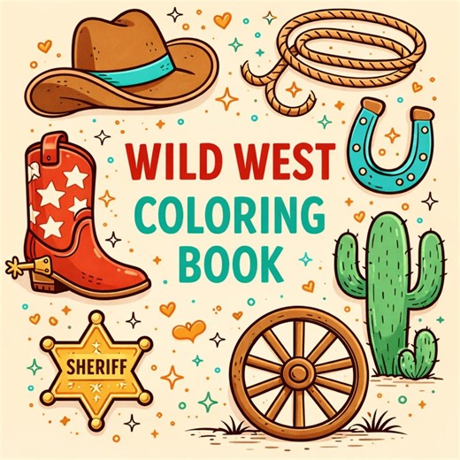 Wild West Coloring Book | Bold & Easy Western , Cowboy and Ranch Coloring Pages (digital Download) - Etsy