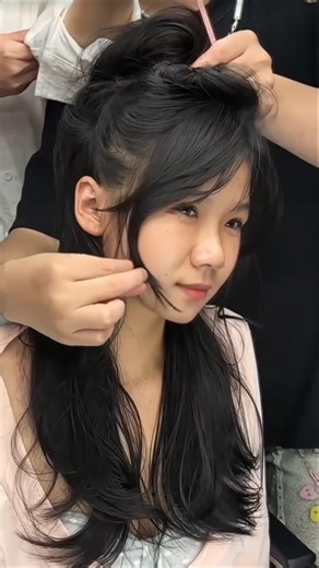 Perfect Korean Face-Framing Fringes! ✨ Effortless Hair Makeover 💇‍♀️#easyhairstyle #hairgoals