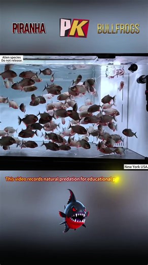 Piranha vs Bullfrog, can the bullfrog escape the piranha tank?#Wildlife #Science #FishFeeding #Educational #AnimalFacts