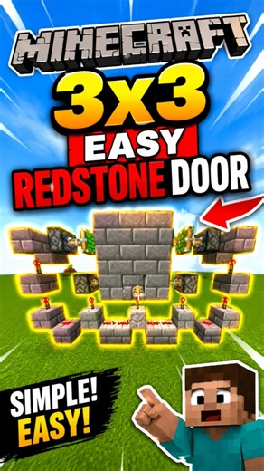 Minecraft 3×3 Easy Redstone Door Simple Redstone Door Tutorial #minecraft #minecraftshorts #gaming