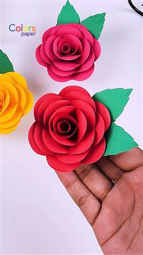 DIY Paper Rose 🌹 Easy & Beautiful Handmade Paper Flower Tutorial #handmade #papercraft #shorts #diy #homedecor #roses #craft #papercraft #flower #crafttutorial #diyprojects #simplediy #easycrafts #craftideas #paperflowers #origami #artsandcrafts | Colors Paper