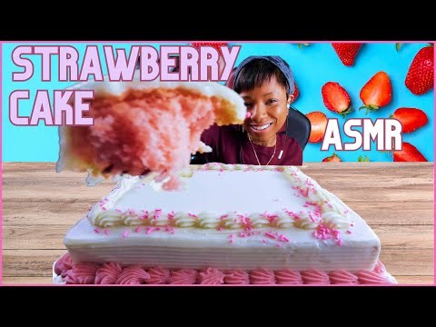 ASMR | MUKBANG WHOLE STRAWBERRY SHEET CAKE