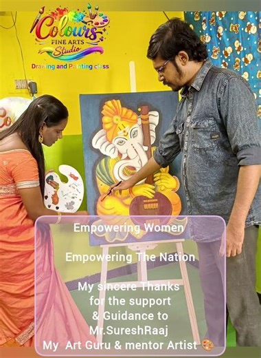 Beautiful drawing and painting created step-by-step at #coloursfineartsstudio