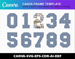 Number Photo Collage Canva Frame Template Poster Design Photo Fill Editable Download Digital File - Etsy