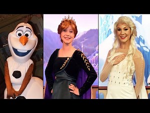 Anna and Elsa in New Frozen 2 Costumes at Epcot Meet and Greet Plus Olaf Surprise Meet in Queue!