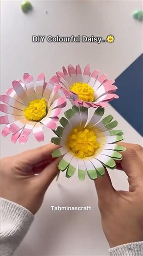 DIY Cute paper daisy flower😭✨ with colour🌈| #diy #paperflower #viral #shorts