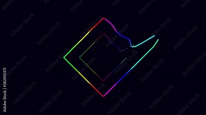 Colorful Digital Spectrum Sound Equalizer Effect. Colorful animation of audio spectrum sound equalizer on a square shape effect on dark background. use for music and computer calculating concept.