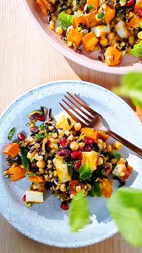 More than just a side, this salad is hearty, healthy and incredibly delicious! Recipe >> https://www.taste.com.au/recipes/ancient-grain-salad-haloumi-recipe/zzxu2dsn | Taste.com.au