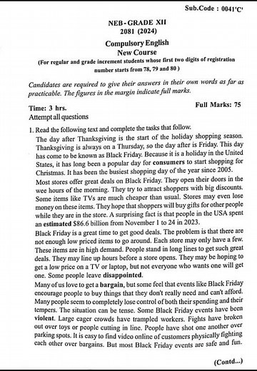 NEB 💥🇳🇵Class 12 Compulsory English Question paper 2081 #nebexam #class12 #questionpaper #neb