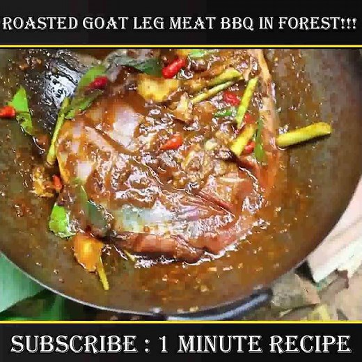 😋Roasted Goat Leg meat BBQ in Forest!!! 1 MINUTE RECIPE #shorts