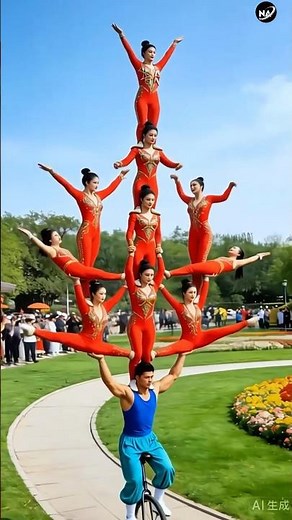 1 Man Balancing 10 Women on a Single Pole 😱 | Unbelievable Circus Balance Trick!