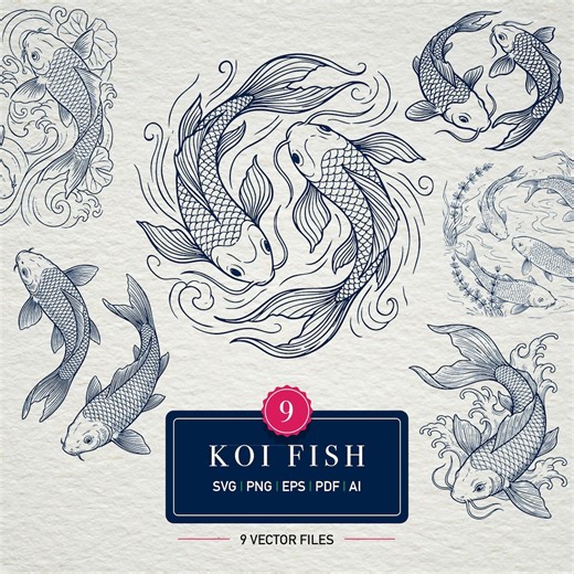 Koi Fish SVG Bundle – Japanese Tattoo & Wall Art Designs - Etsy New Zealand