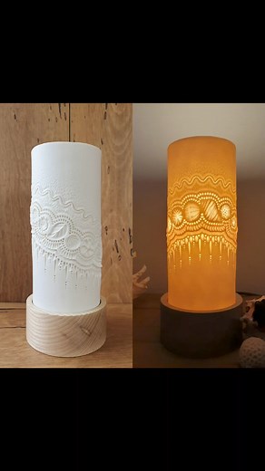 14K views · 307 reactions |  Daytime 懶 ~  nighttime 李.. Hand made, highly textured translucent porcelain lamps 珞 . #porcelainpaperclay #irishceramics #ceramicart #translucentporcelain #hygge #amberglow #lamp | Mairi Stone | Facebook
