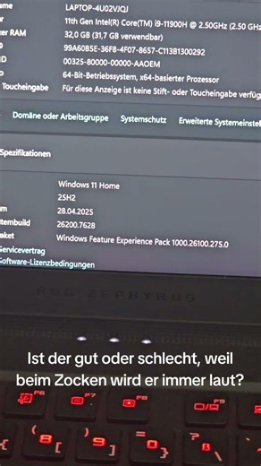 Ist es normal, dass Gaming-Laptops beimZocken sehr laut werden?#Laptops #asus #asusrogzephyruss17