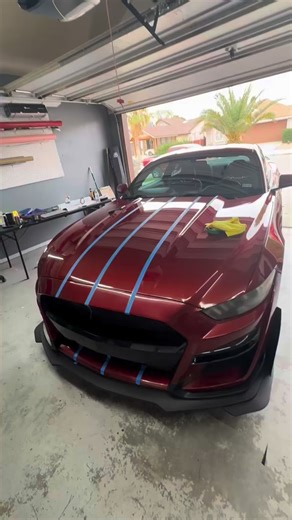 Elevating the look with a refined stripe install—simple, clean, effective. #Mustang #StripeInstall #AutoStyling #ford | RP Graphics
