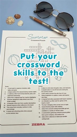 Can You Solve This Summer Crossword? 🦓☀️🌴 #crossword