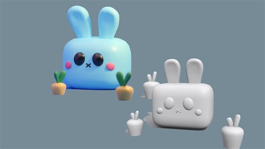 【3Dmax建模】卡通小兔子模型教学，次世代角色案例练习