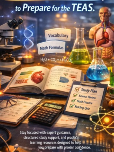 TEAS exam grind 💡📖 Every cellular organelle function you memorize, algebraic equation you isolate, and passage tone you identify flawlessly is one step closer to your official nursing or allied health program acceptance and the clinical confidence you will rely on during every single clinical rotation. 🩺 👉 Save this to keep your study flow sharp 👉 Send us a direct message with the word