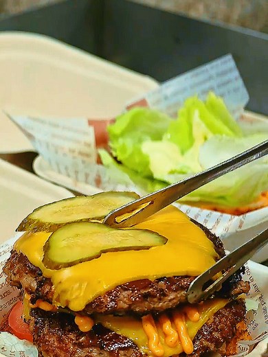 American Style Beef Burger Recipe with Three Layers