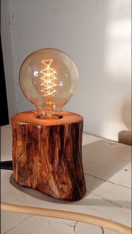 Handcrafted Ash Wood Edison Lamp, Rustic Industrial Bedside Light - Etsy