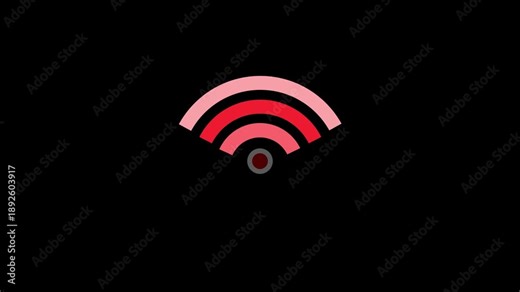 Red and pink concentric arcs representing Wi- Fi signal strength on a black background Wi-Fi wireless